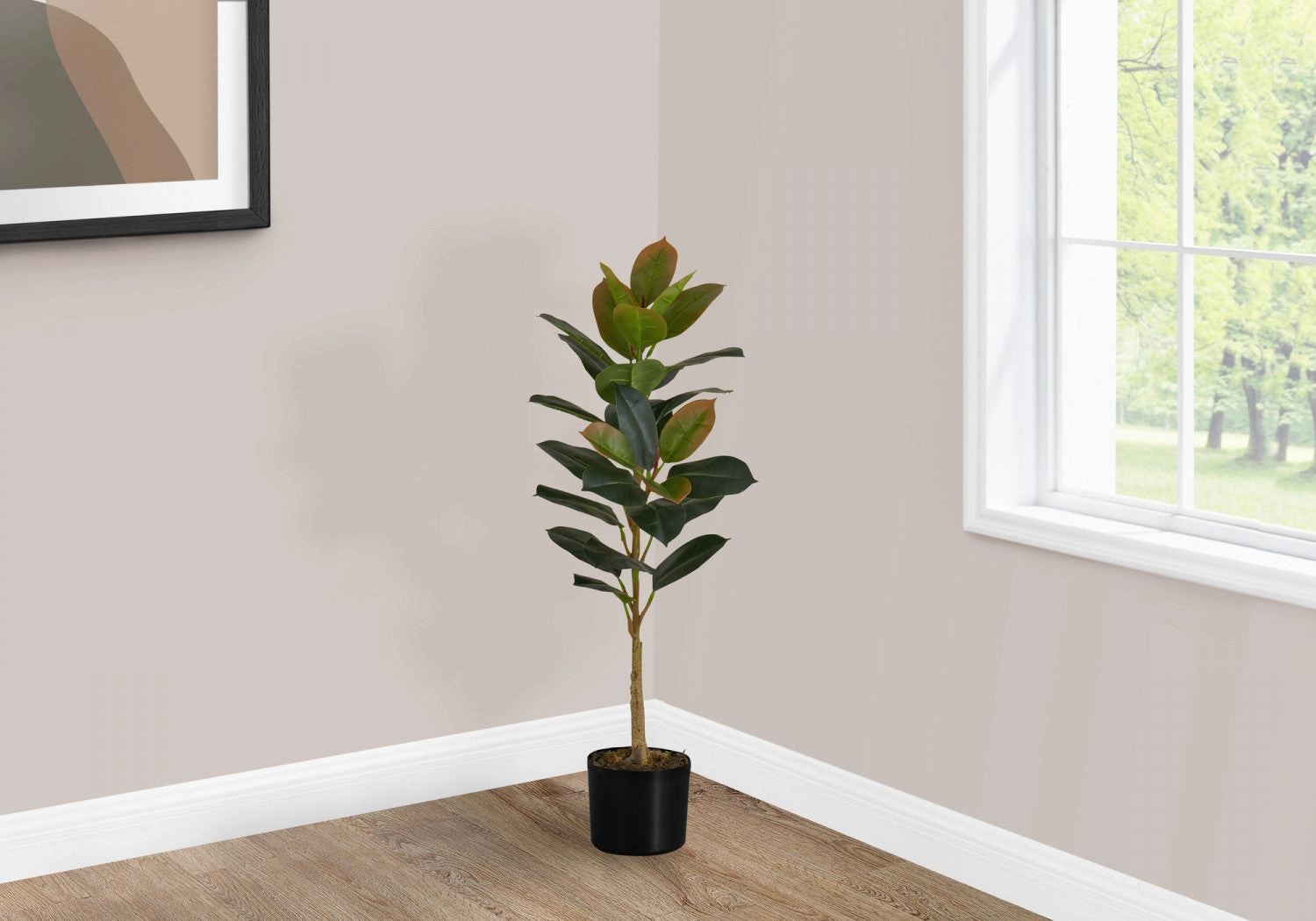 40" Rubber Tree With 5" Black Pot - Green
