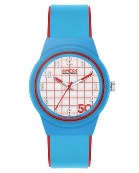 A-Watch™ | 35.5mm, Light Blue with Red