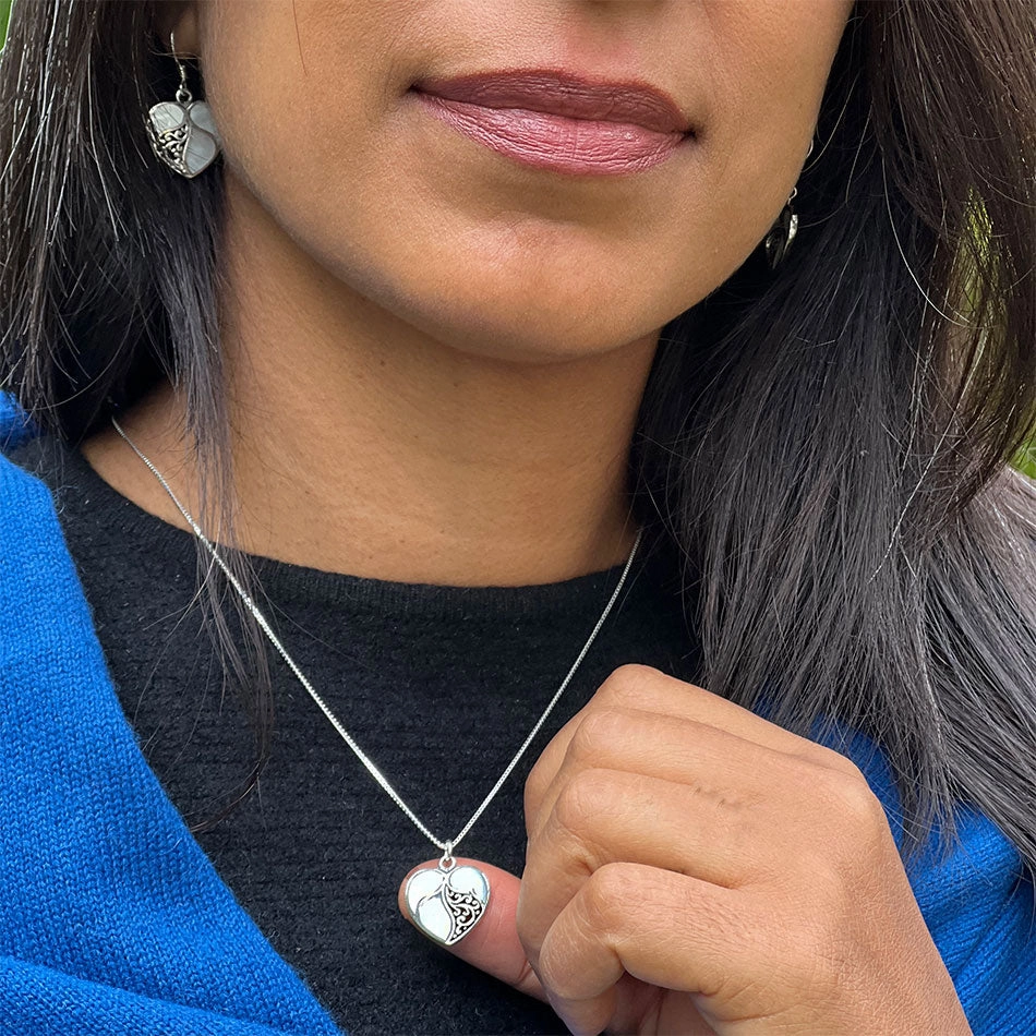 Abalone Heart Necklace - Sterling Silver, Indonesia