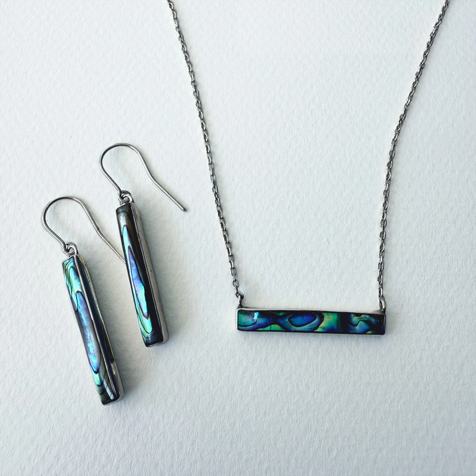 Abalone Horizontal Bar Necklace - Sterling Silver, Indonesia