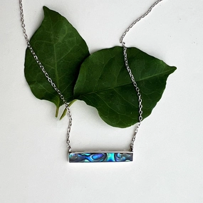Abalone Horizontal Bar Necklace - Sterling Silver, Indonesia