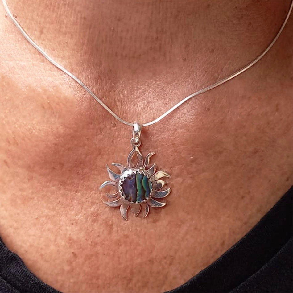 Abalone Sun Necklace - Sterling Silver, Indonesia