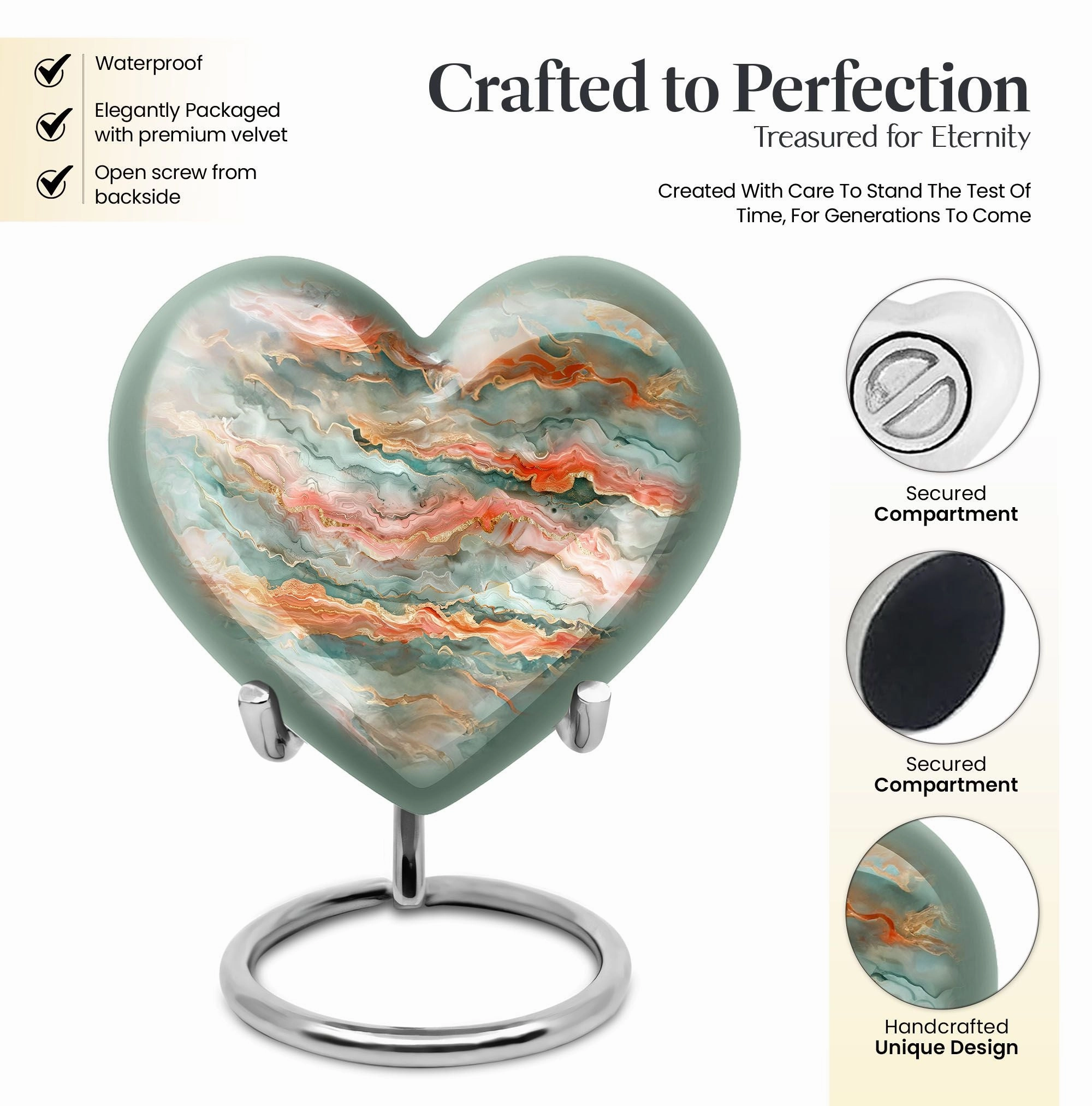 Abstract Heart - Exquisite Funeral Urn for Men's Ashes