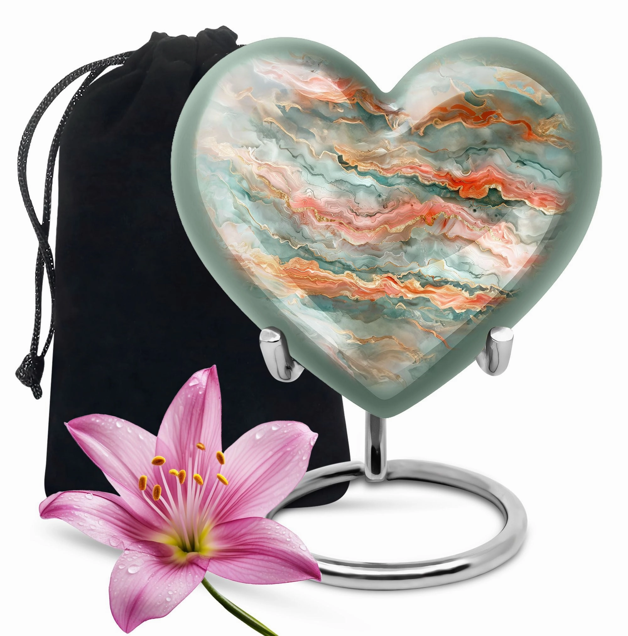 Abstract Heart - Exquisite Funeral Urn for Men's Ashes
