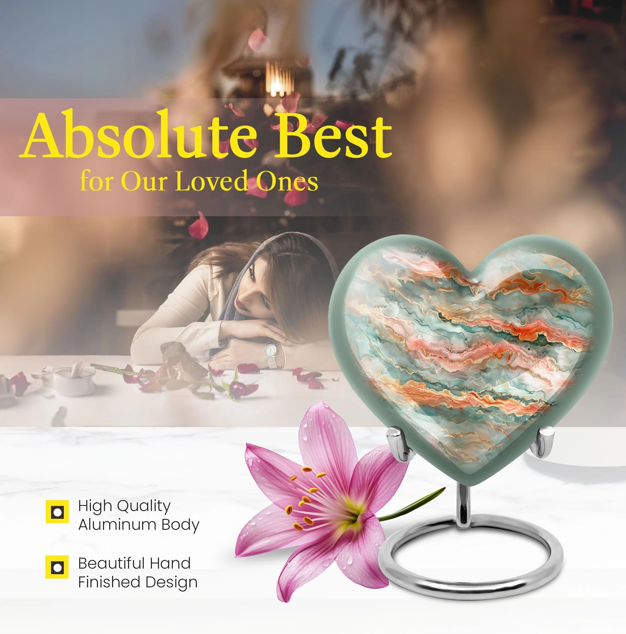 Abstract Heart - Exquisite Funeral Urn for Men's Ashes