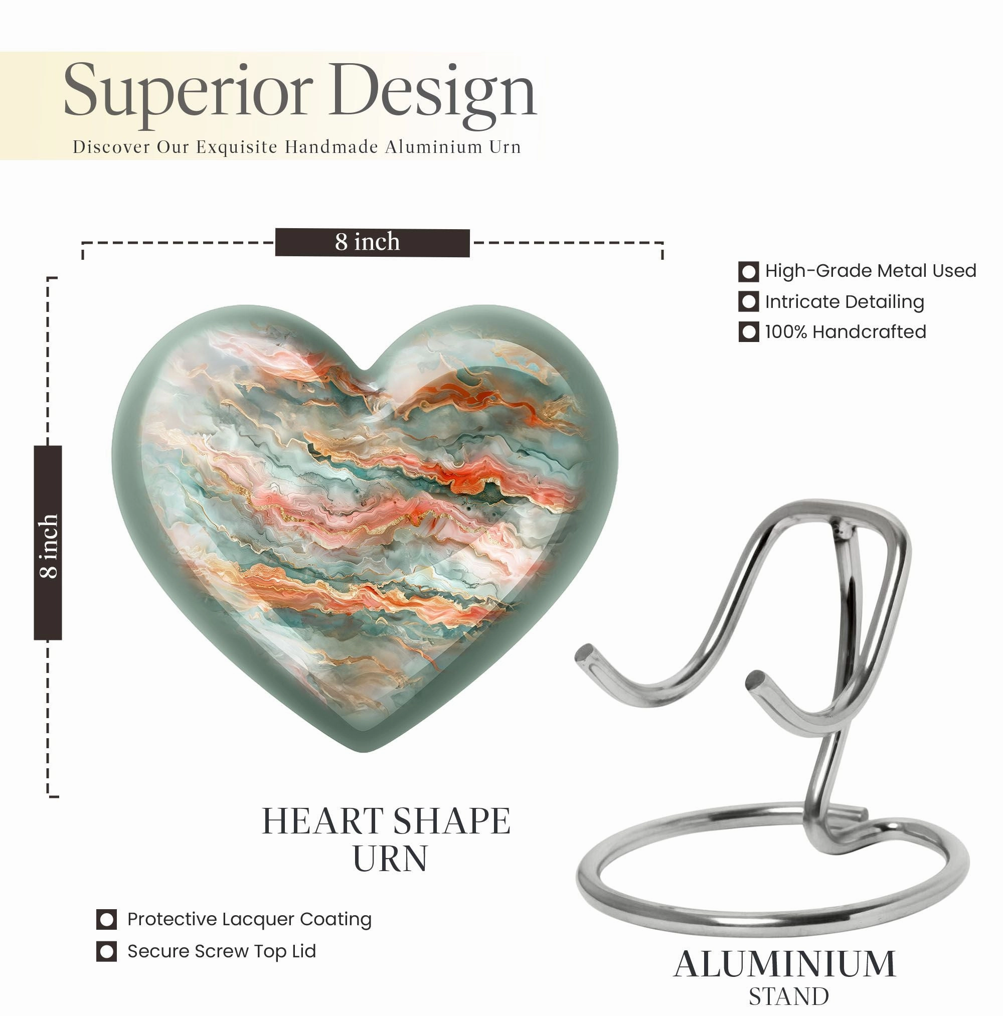Abstract Heart - Exquisite Funeral Urn for Men's Ashes