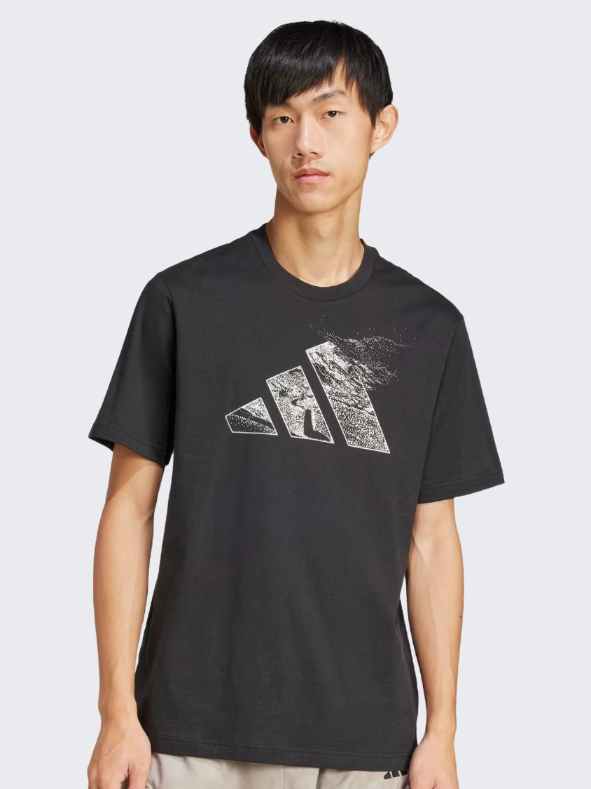 Adidas City Escape Logo Graphic Men Sportswear T-Shirt Black