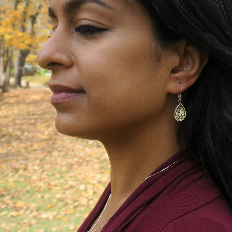 Akar Mother of Pearl Earrings - Sterling Silver, Indonesia