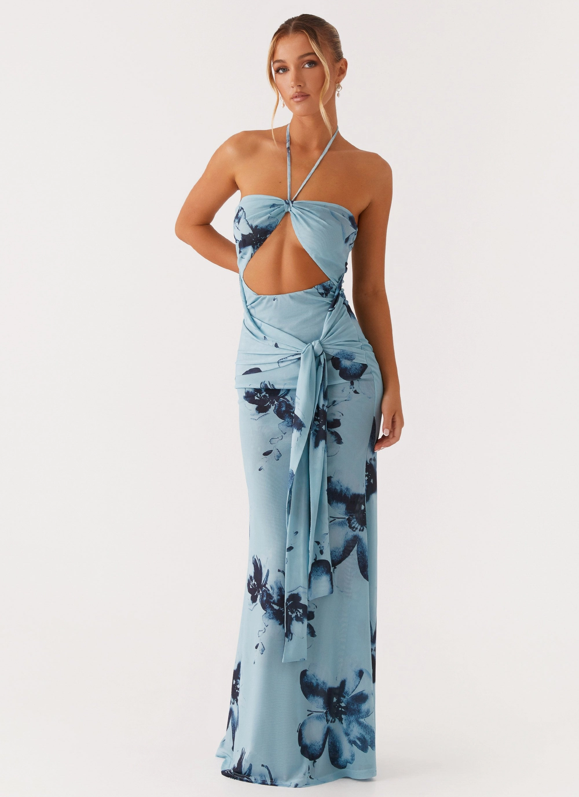 Antonia Maxi Dress - Black Blue Floral