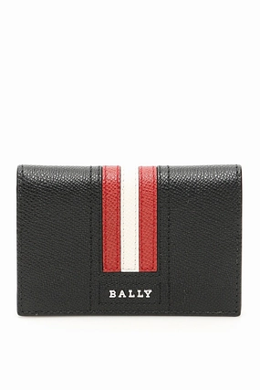 Bally Logo Embossed Striped Wallet