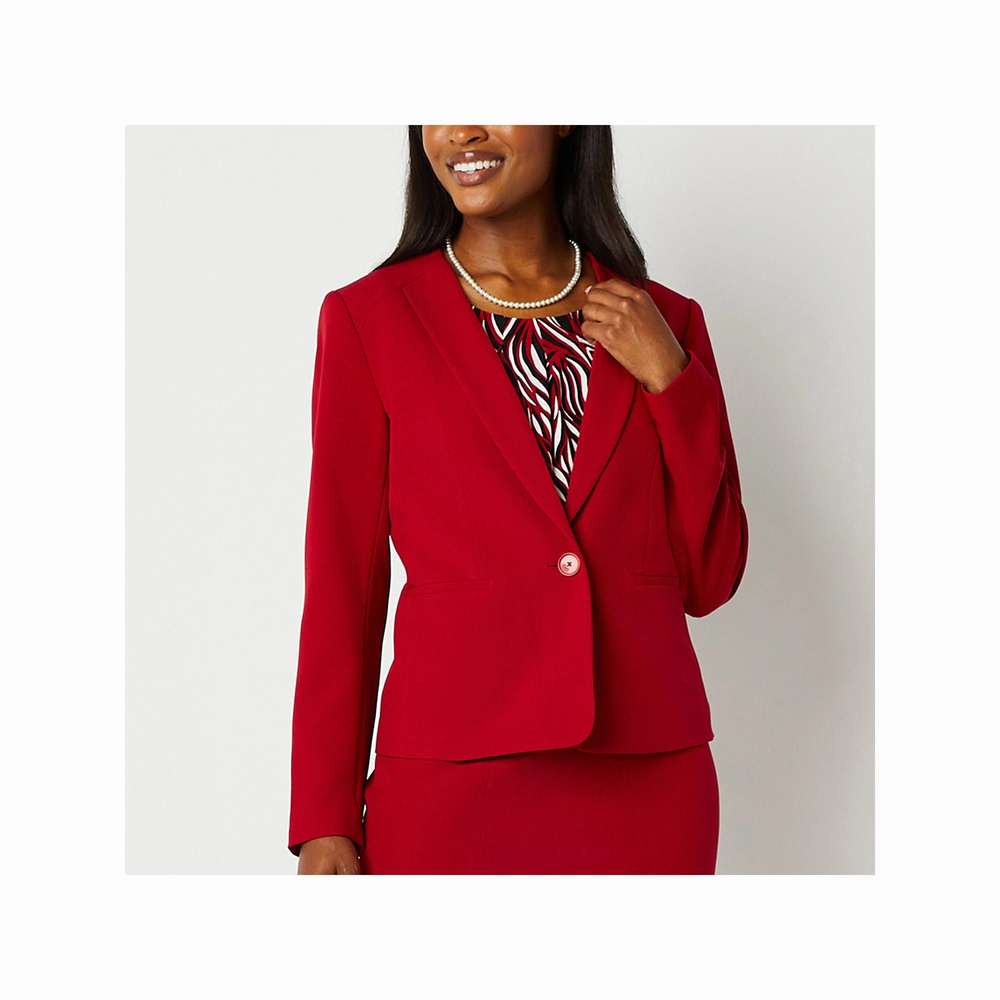 Black Label By Evan-Picone Suit Jacket - CRIMSON 14
