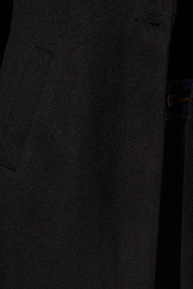 Black One Button Coat Knee Length