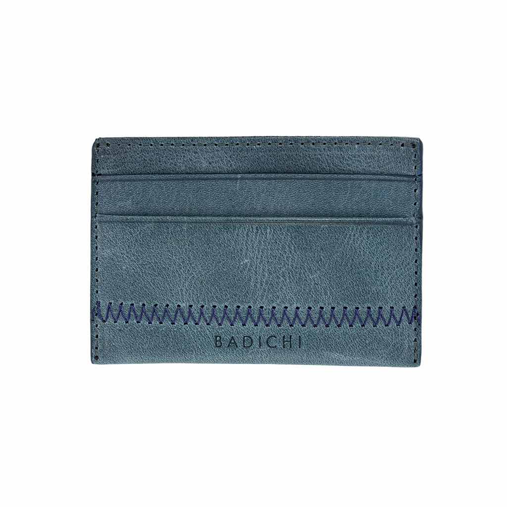 Blue Denim Leather Card Case