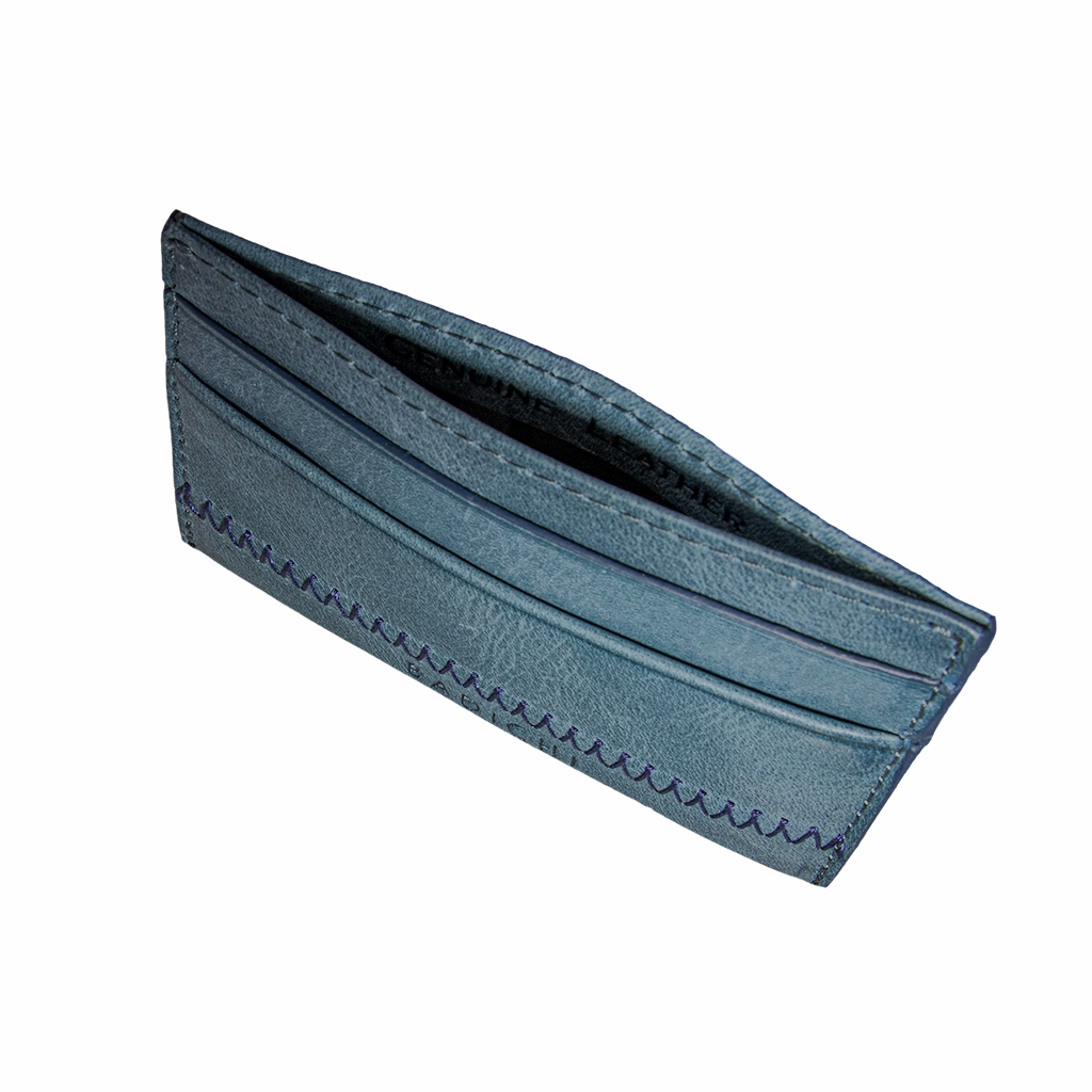 Blue Denim Leather Card Case