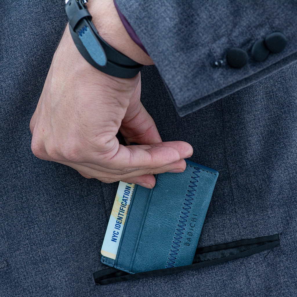 Blue Denim Leather Card Case