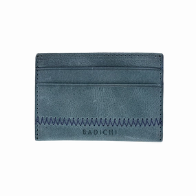Blue Denim Leather Card Case