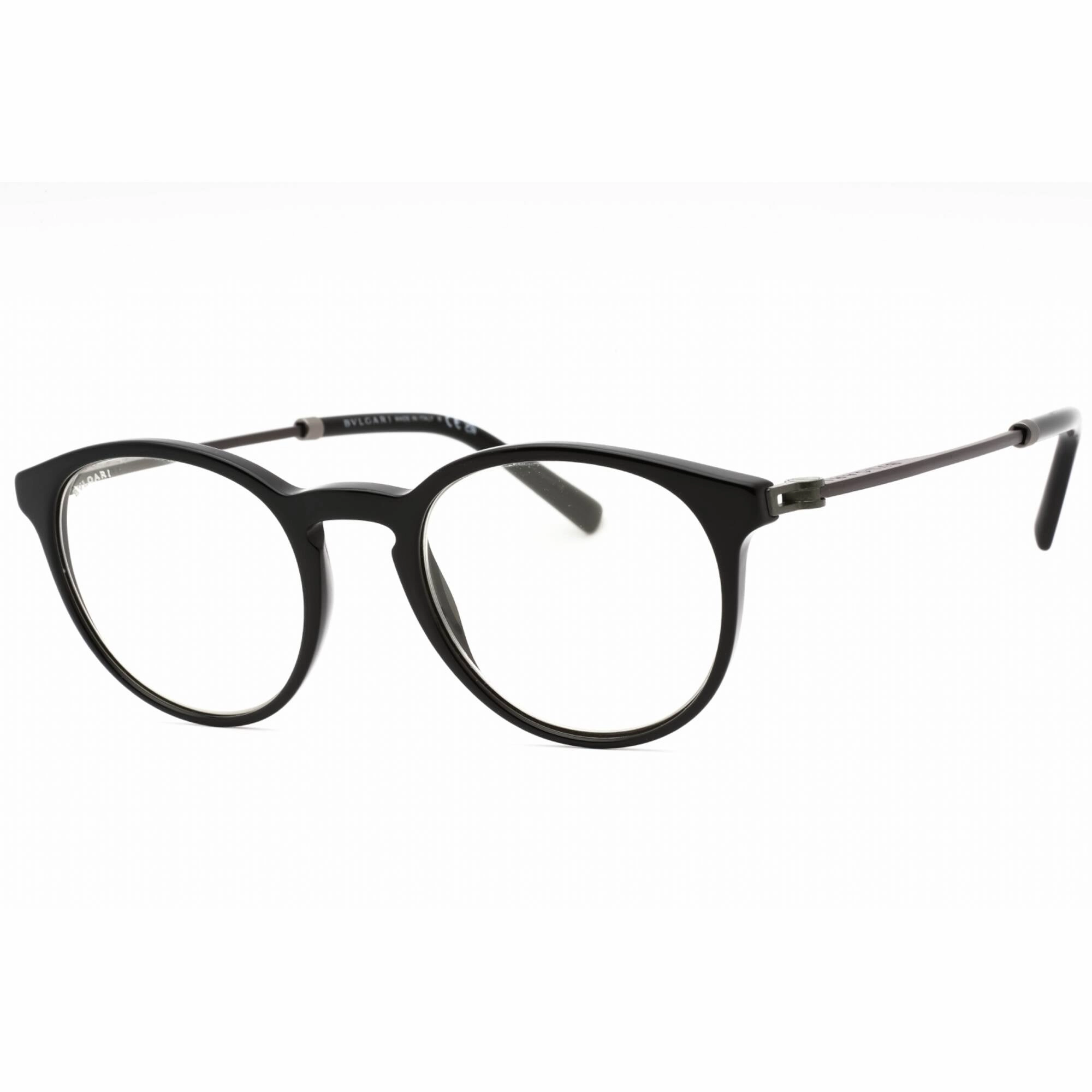 Bvlgari Men's Eyeglasses - Black Plastic Full Rim Round Shape Frame | 0BV3052 5518