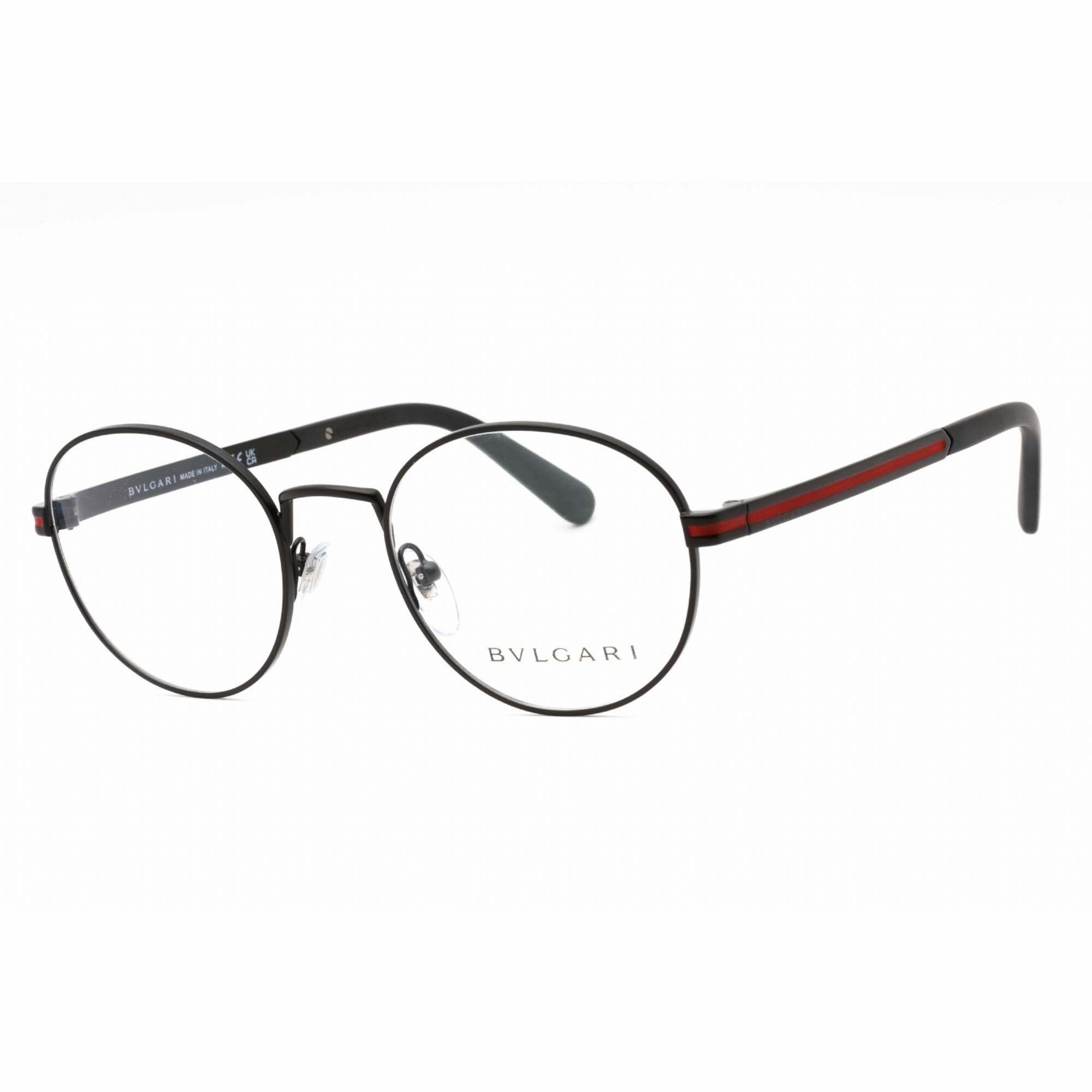 Bvlgari Men's Eyeglasses - Matte Black Metal Full Rim Round 50mm Frame | 0BV1119 128