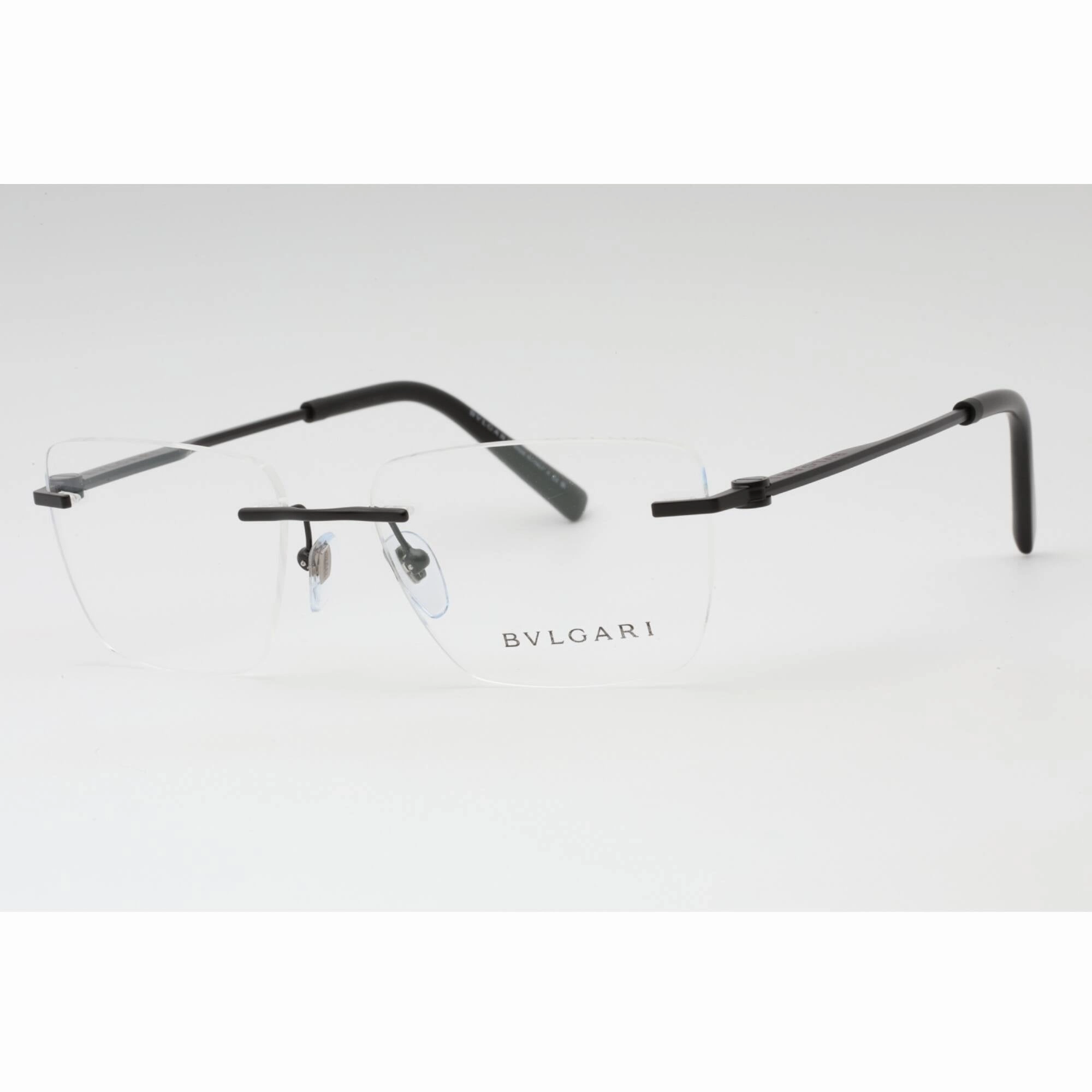 Bvlgari Men's Eyeglasses - Matte Black Rimless Rectangular 55mm Frame | 0BV1122 128