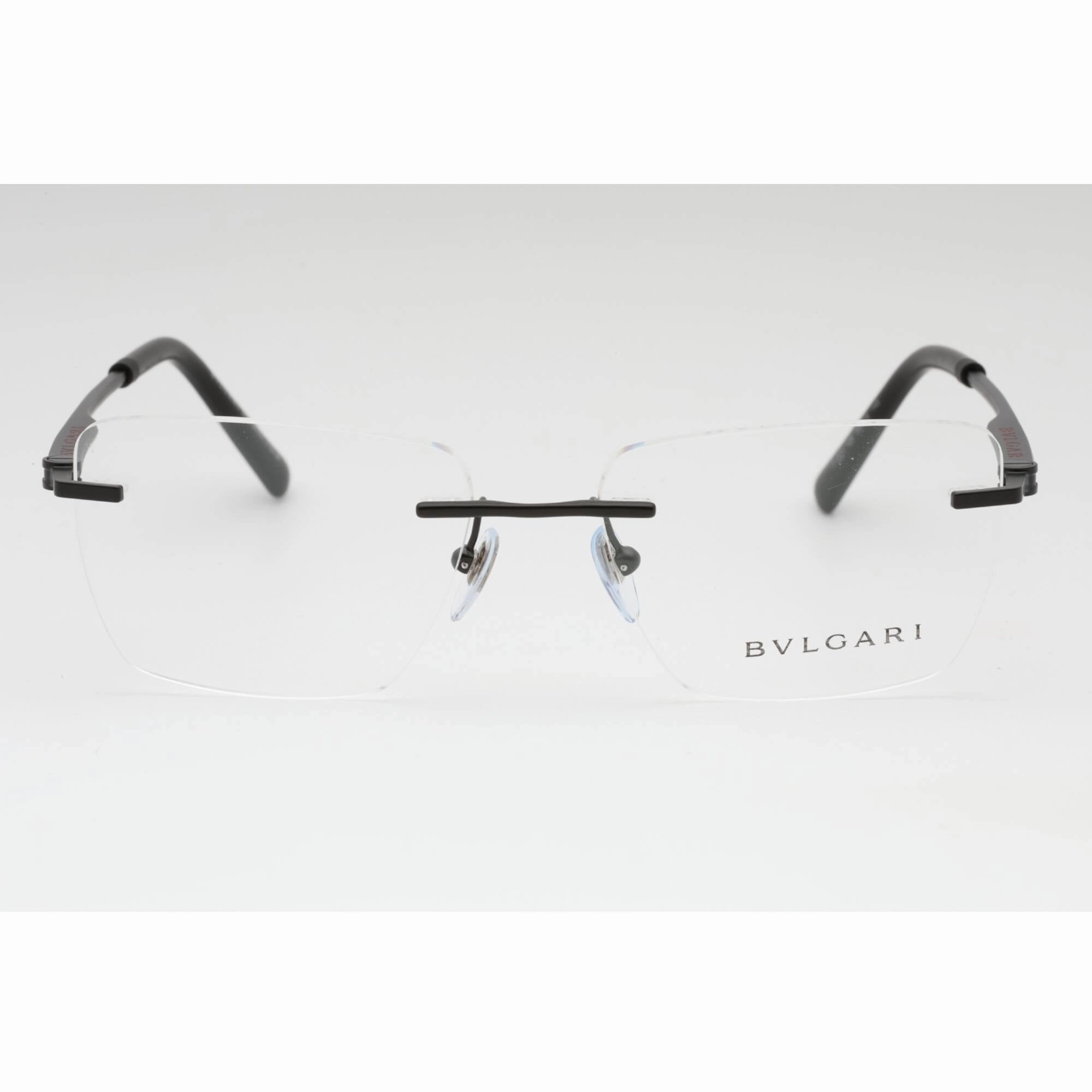 Bvlgari Men's Eyeglasses - Matte Black Rimless Rectangular 55mm Frame | 0BV1122 128
