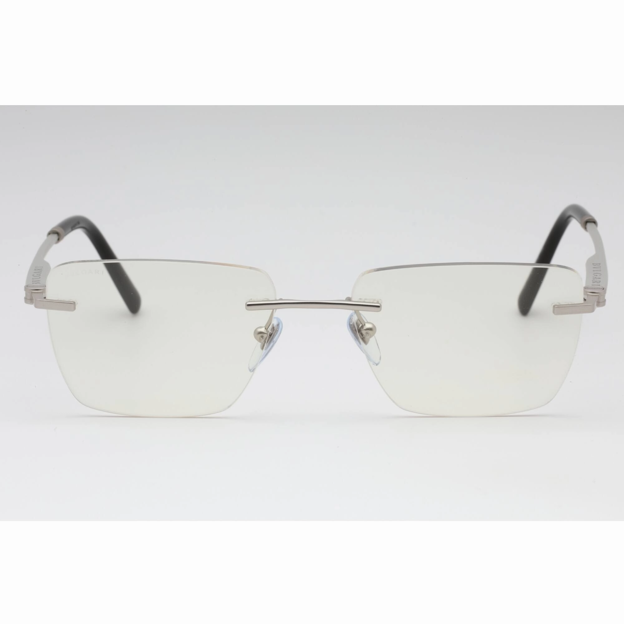 Bvlgari Men's Eyeglasses - Matte Silver Rimless Rectangular 55mm Frame | 0BV1122 2072