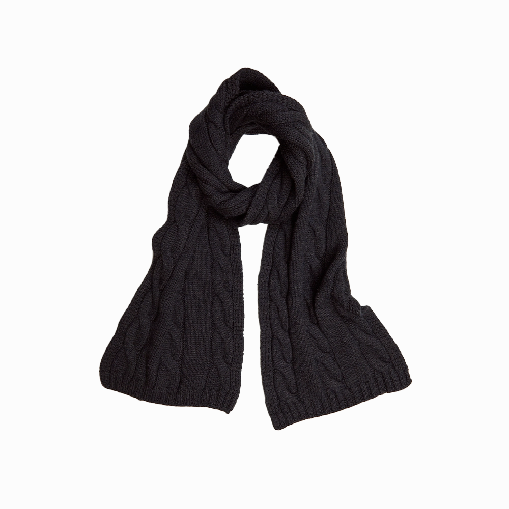 Cable Knit Scarf - Charcoal