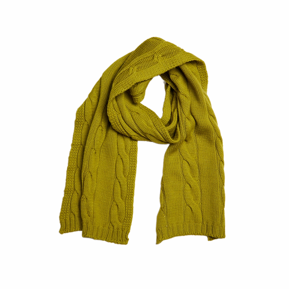 Cable Knit Scarf - Chartreuse