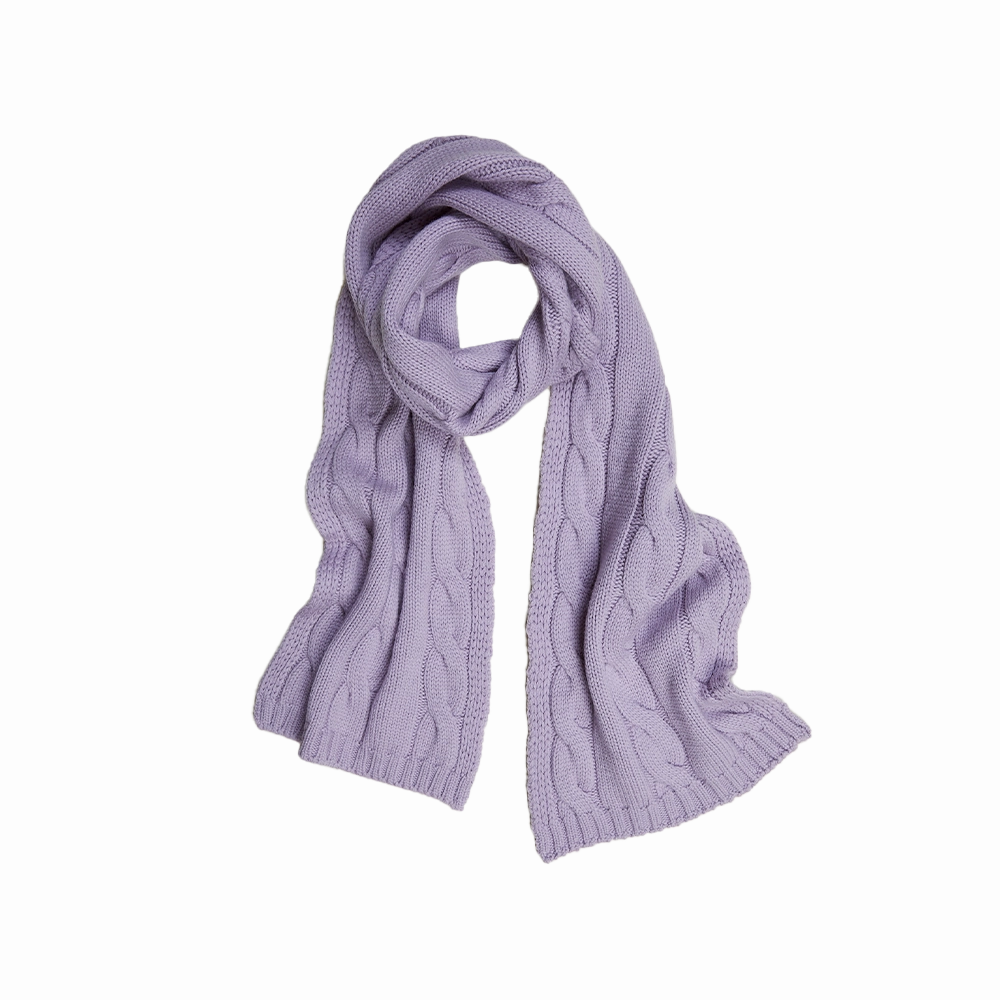Cable Knit Scarf - Lilac