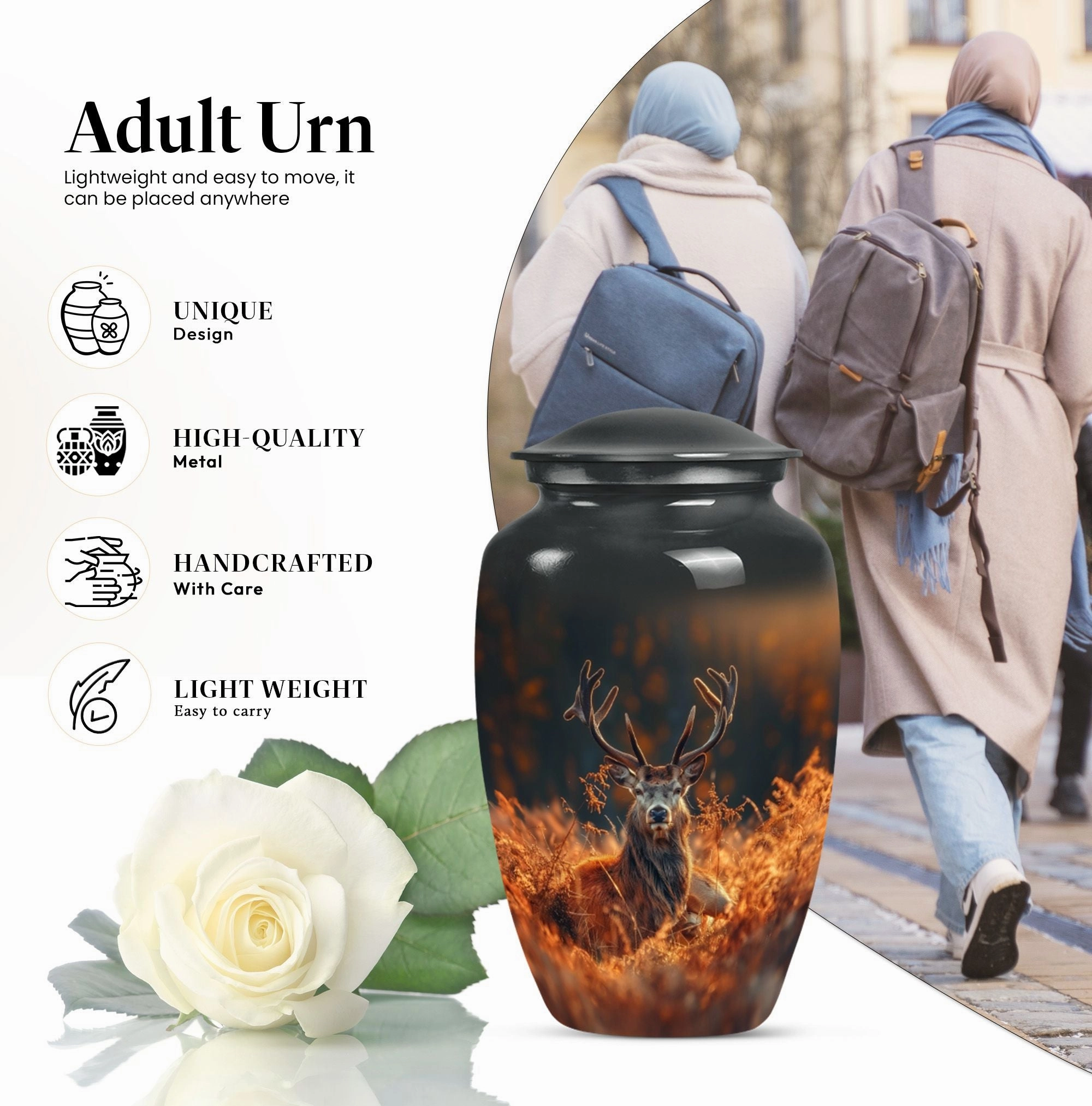 Classic Deer Urn Memorial for Men - Perfect Remembrance Keepsake