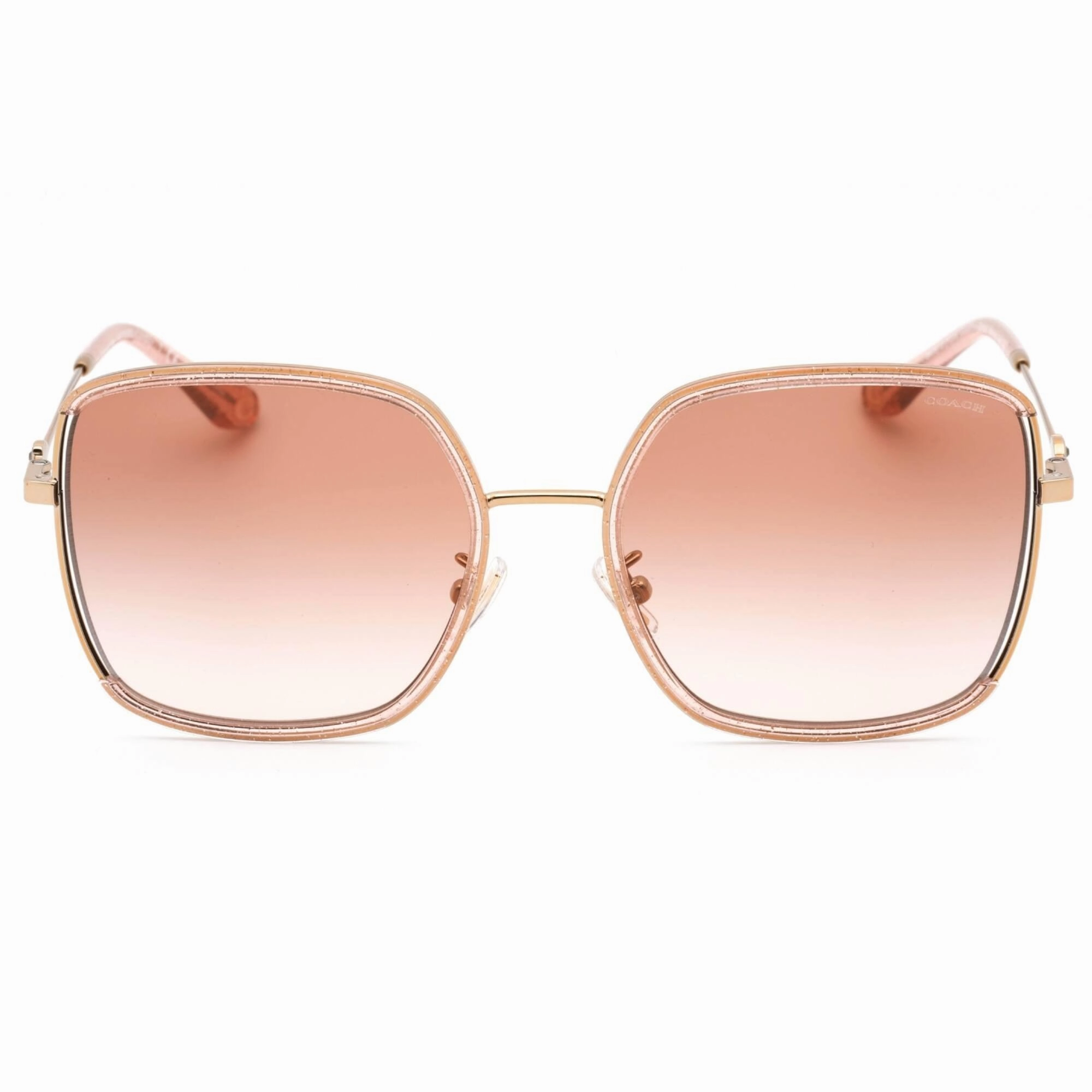 Coach Women's Sunglasses - Pink Glitter Lens Rose Gold Metal Frame | 0HC7139BD 940813