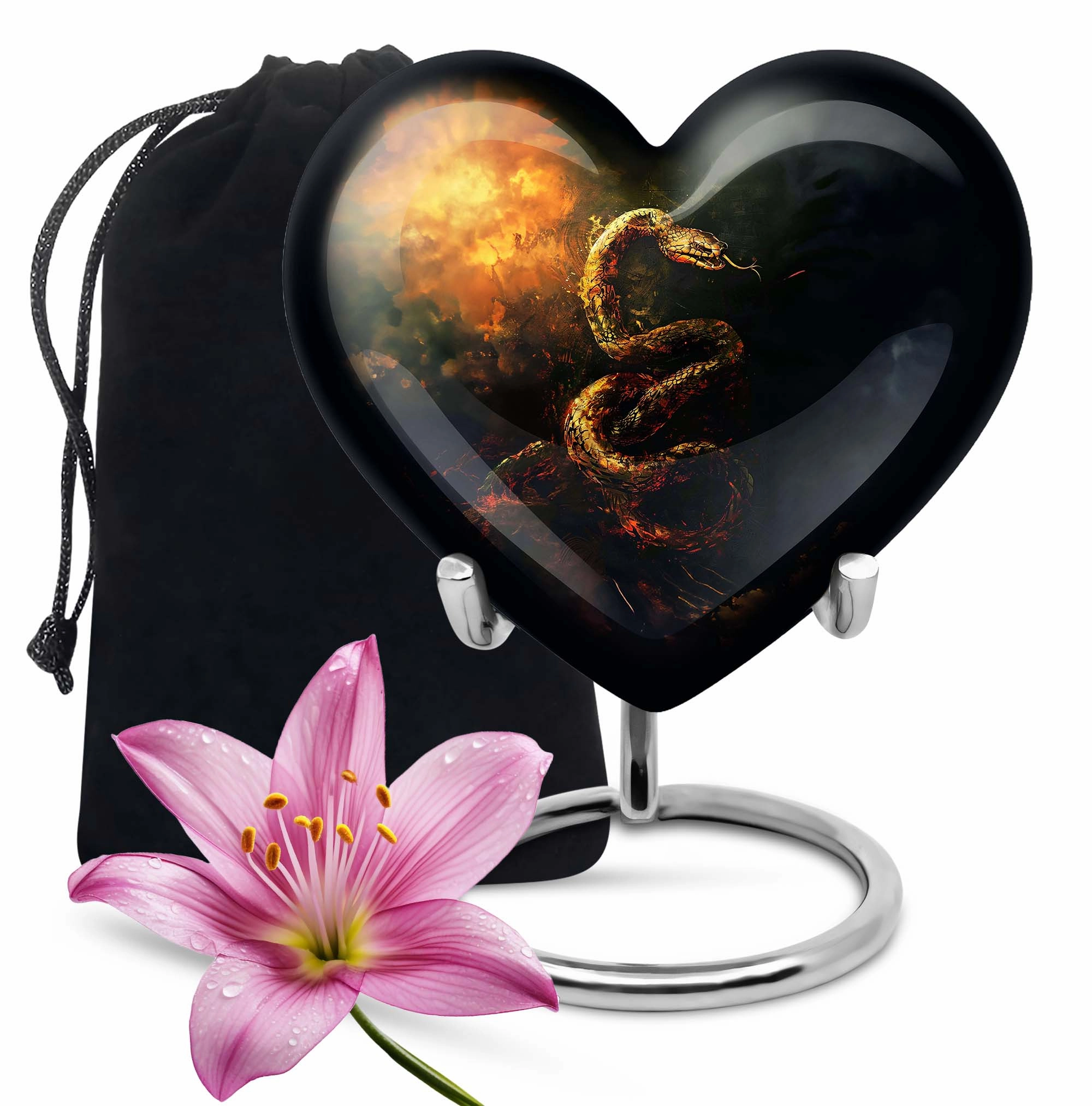 Commemorative Expanse Snake Urn, Reflective Memorial Urn