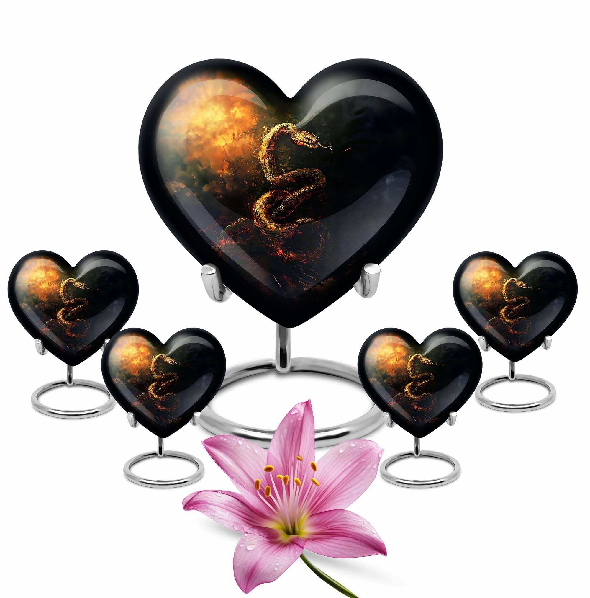 Commemorative Expanse Snake Urn, Reflective Memorial Urn