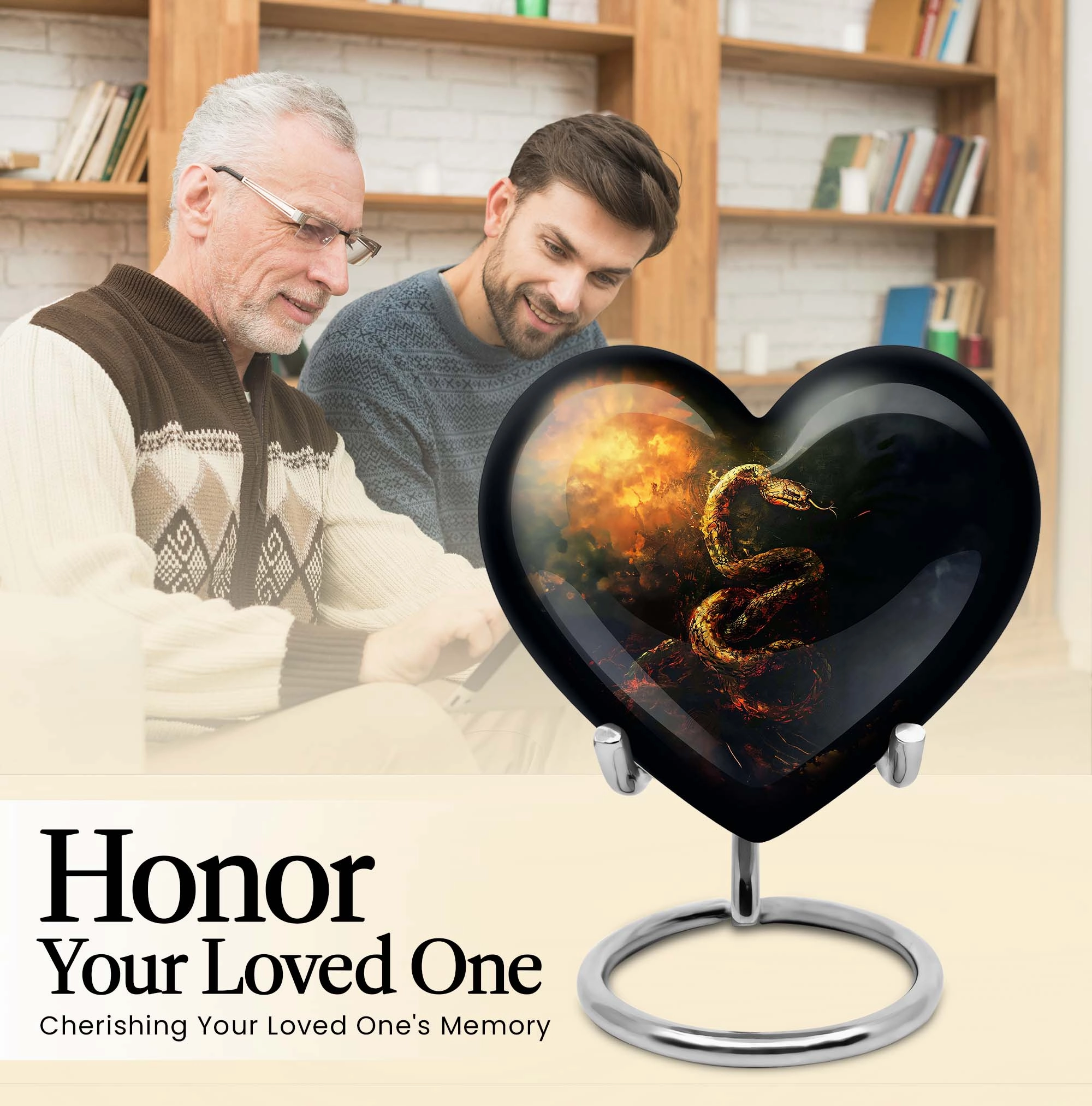 Commemorative Expanse Snake Urn, Reflective Memorial Urn