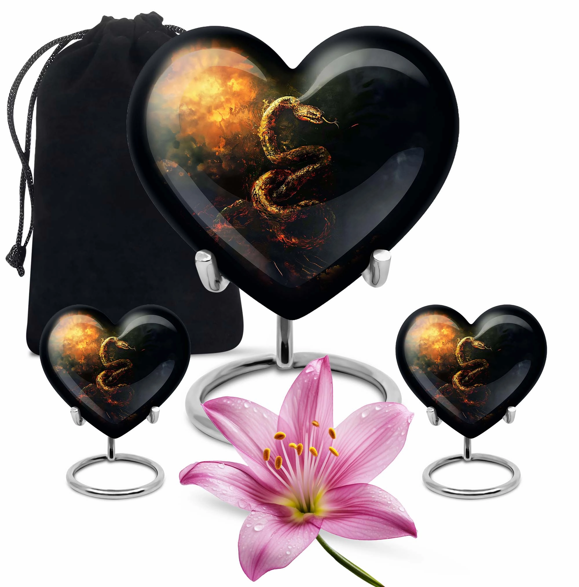 Commemorative Expanse Snake Urn, Reflective Memorial Urn