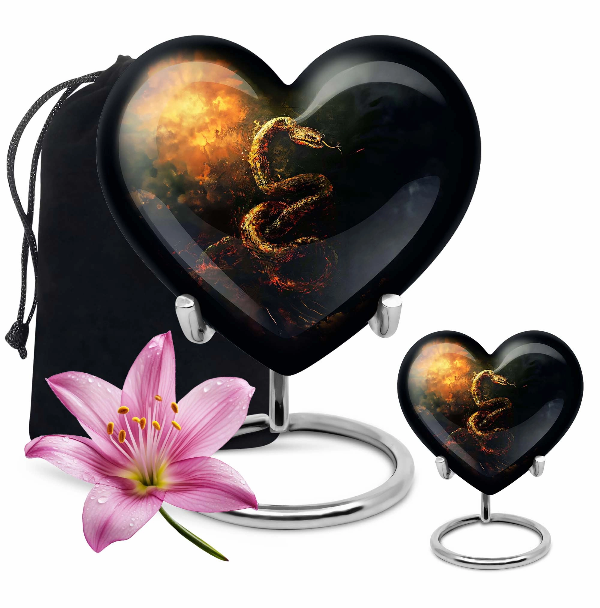 Commemorative Expanse Snake Urn, Reflective Memorial Urn