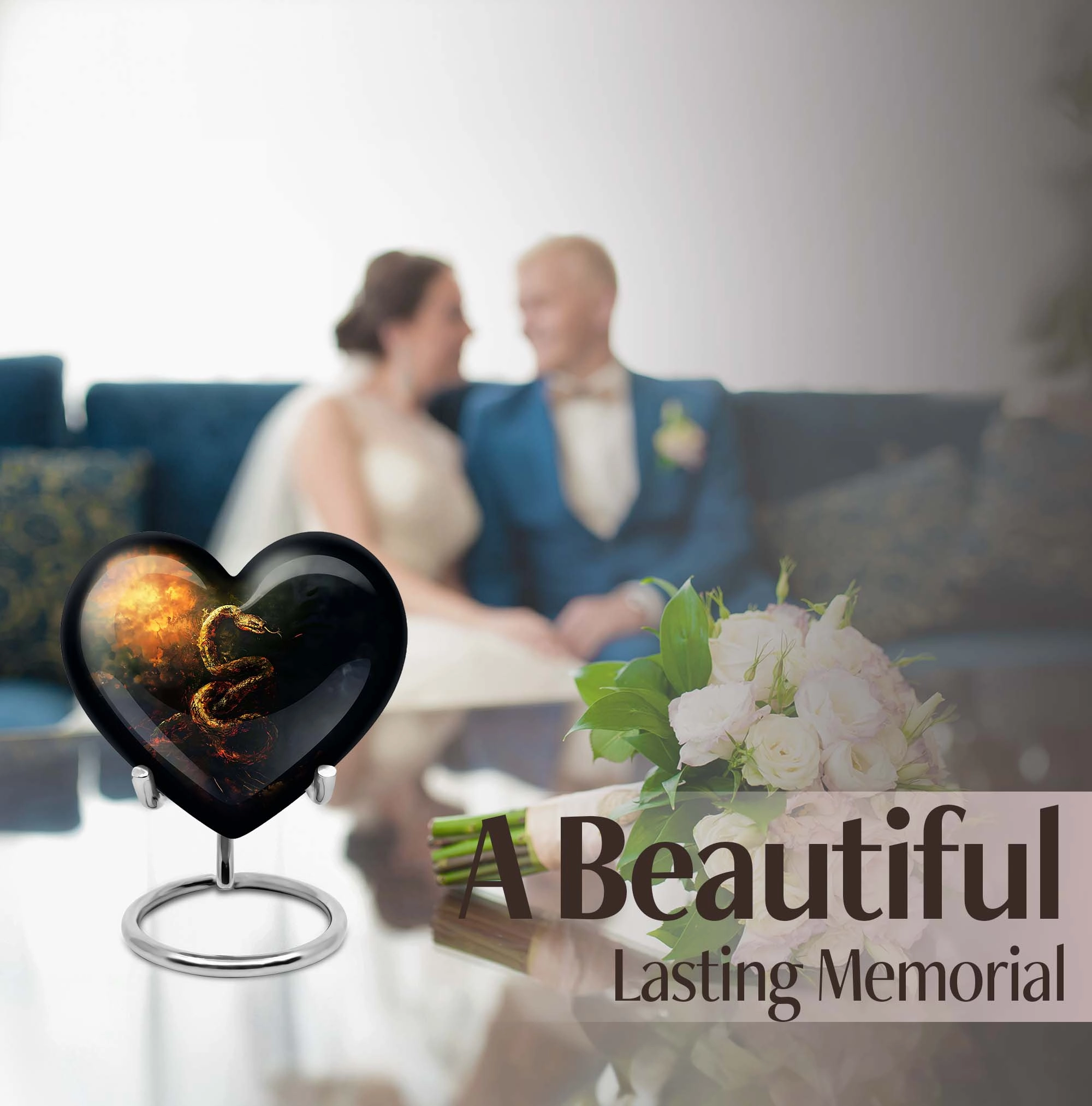 Commemorative Expanse Snake Urn, Reflective Memorial Urn
