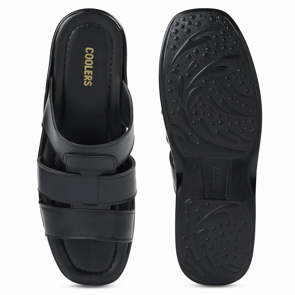 Coolers Black Casual Slipper For Men COOL99-628 By Liberty