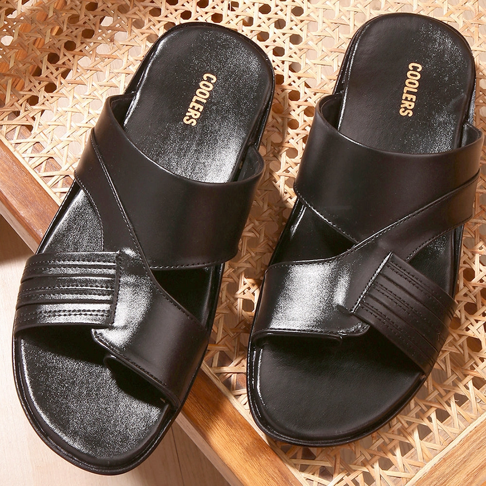 Coolers Black Casual Slipper For Men COOL99-81 By Liberty