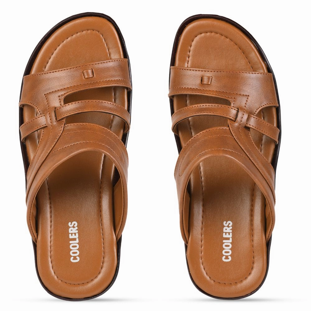 Coolers Casual Tan Slippers For Men COOL99-1 By Liberty