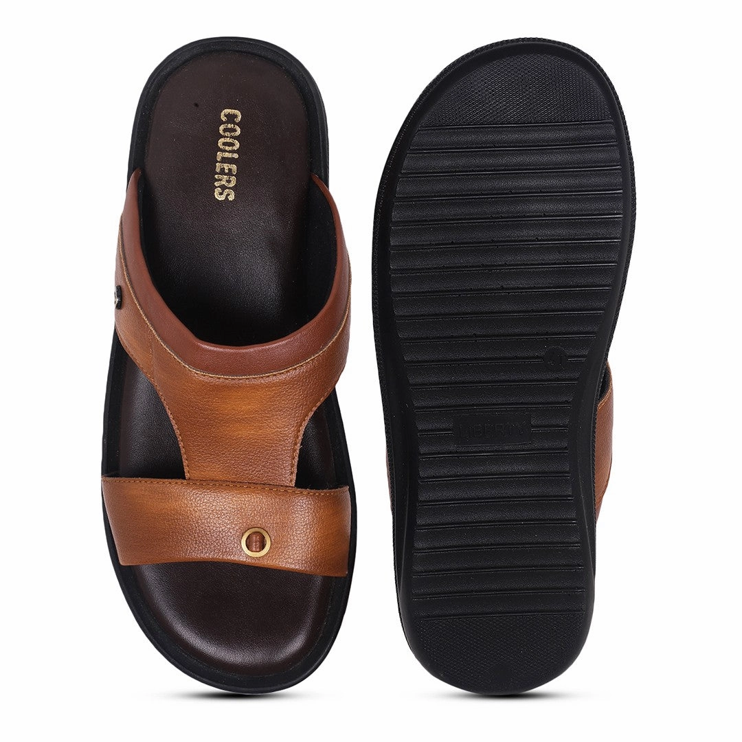Coolers Tan Casual Slipper For Men VCL-24 By Liberty