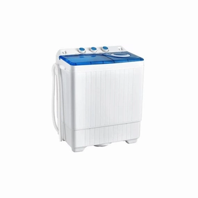 Costway FP10093US-BL 26 lbs 0.41 cu. ft. Portable Top Load Washer Semi-Automatic Twin Tub Washing Machine with Drain Pump, White