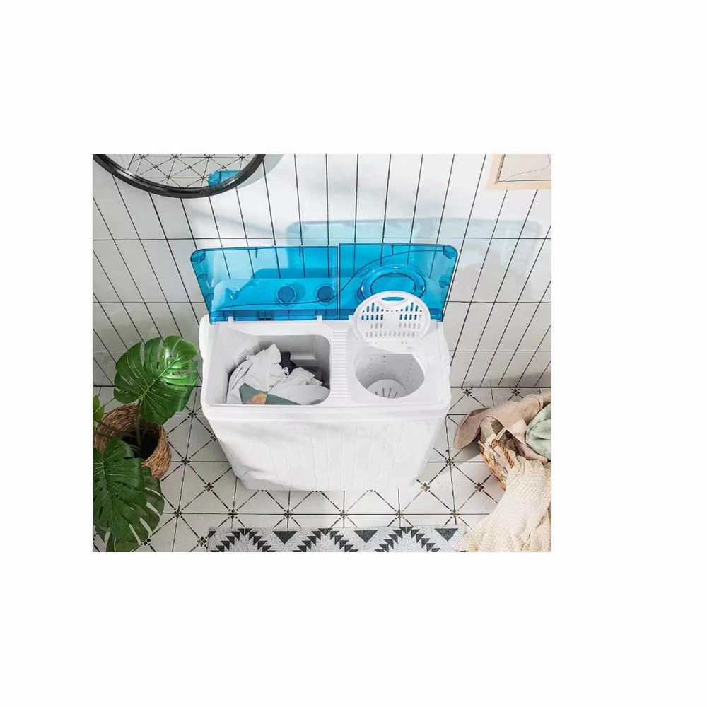 Costway FP10093US-BL 26 lbs 0.41 cu. ft. Portable Top Load Washer Semi-Automatic Twin Tub Washing Machine with Drain Pump, White
