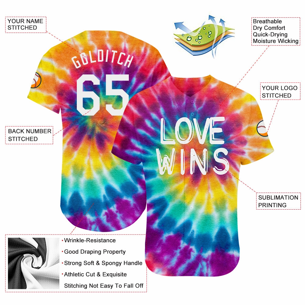 Custom Rainbow For Pride Month Love Wins LGBT Authentic Baseball Jersey