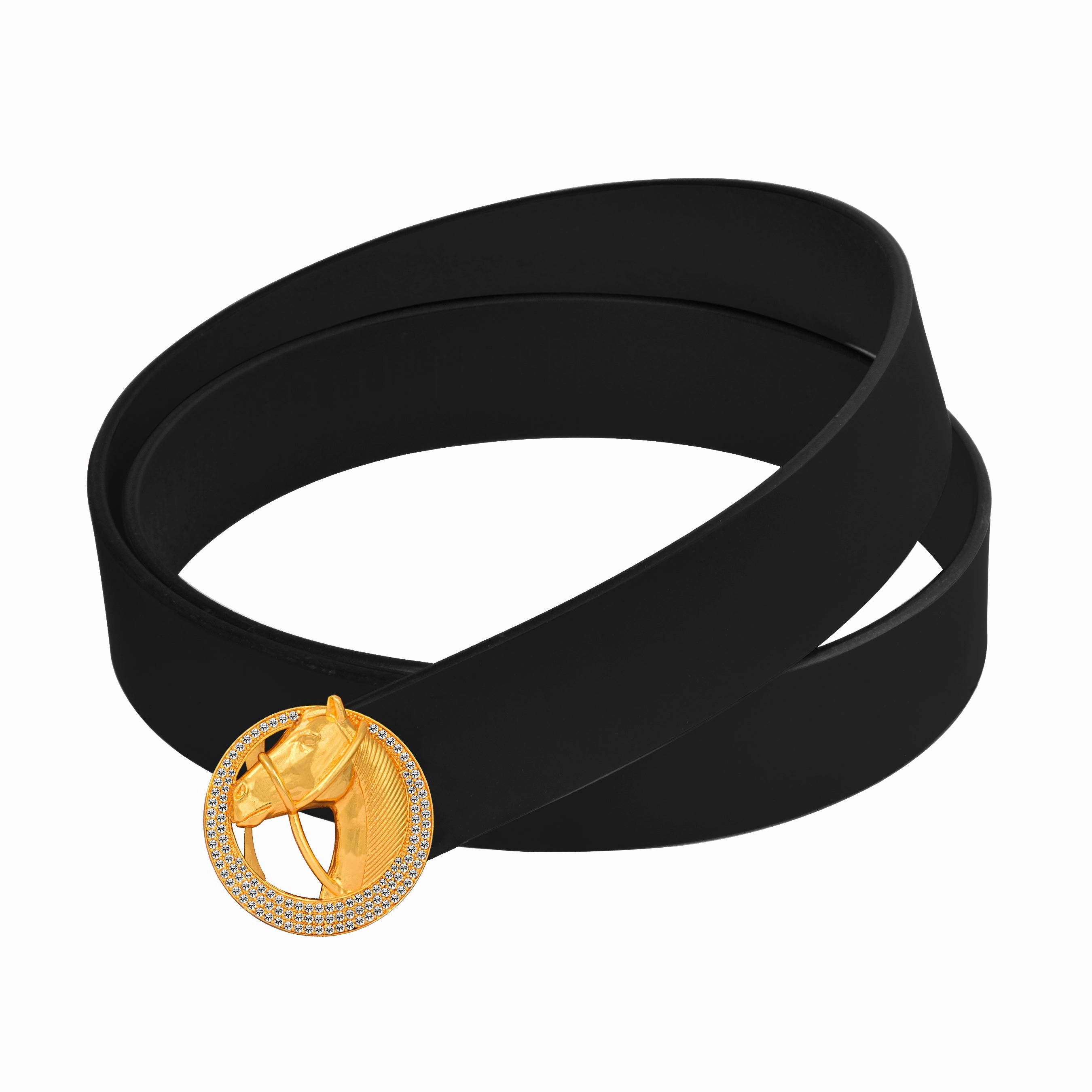 Edge Gold Diamond Buckle Leather Belt For Men