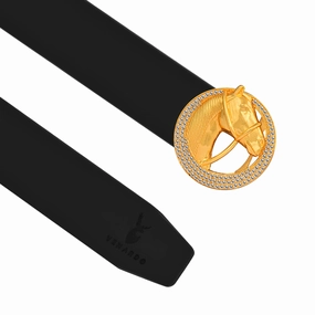 Edge Gold Diamond Buckle Leather Belt For Men
