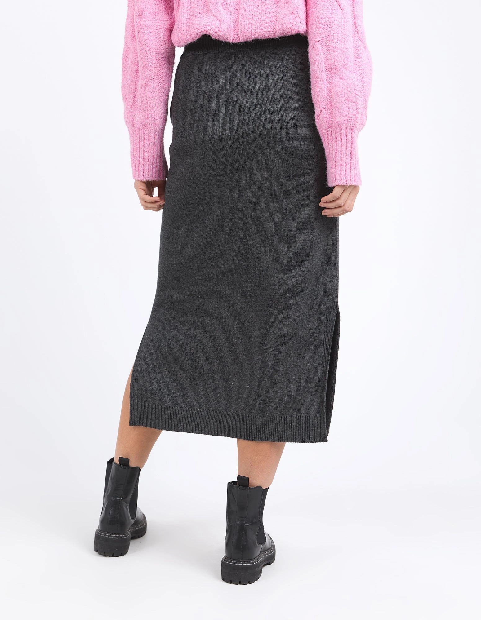 Elm Elodie Knit Skirt Charcoal