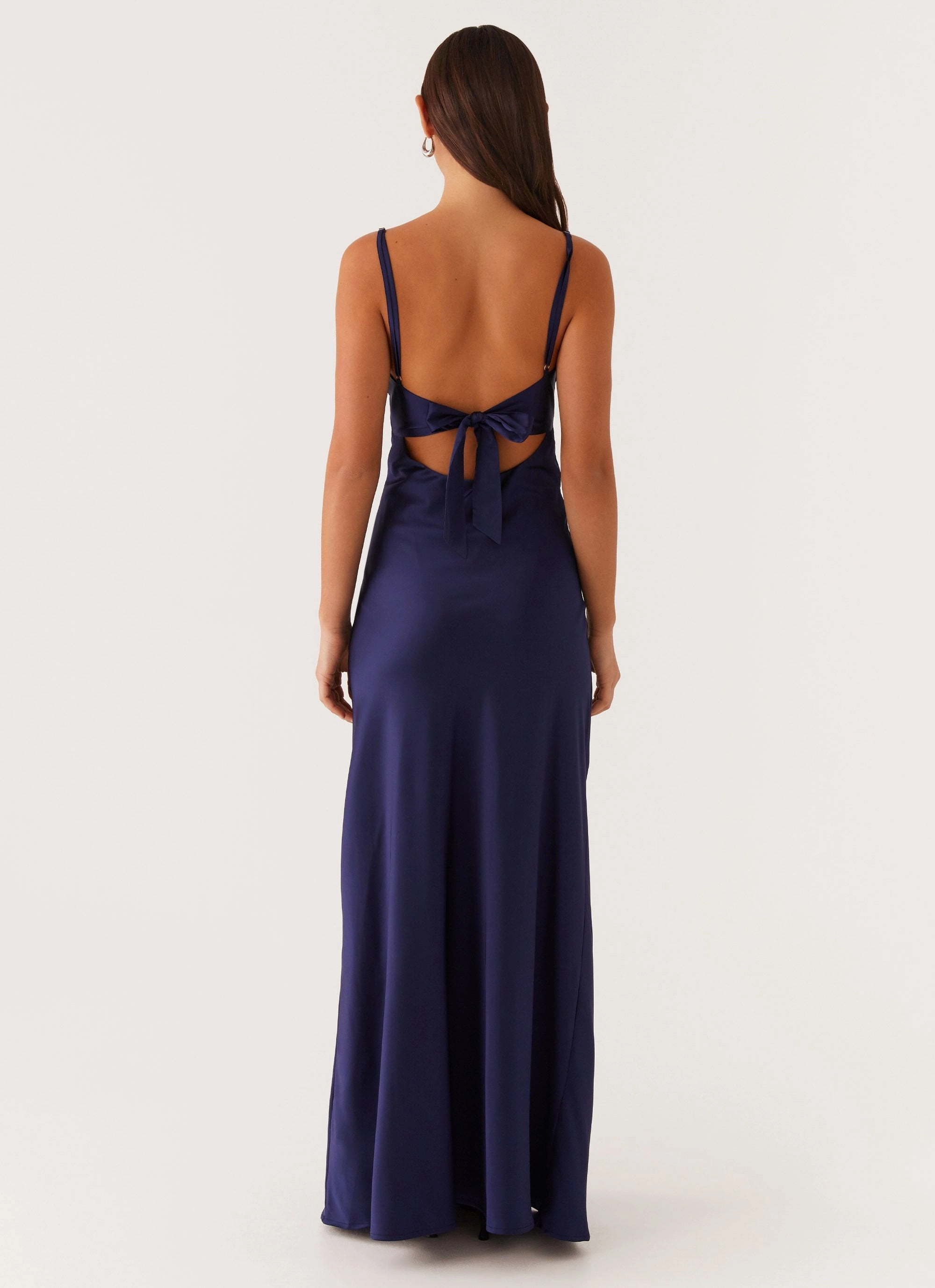 Flora Satin Maxi Dress - Navy