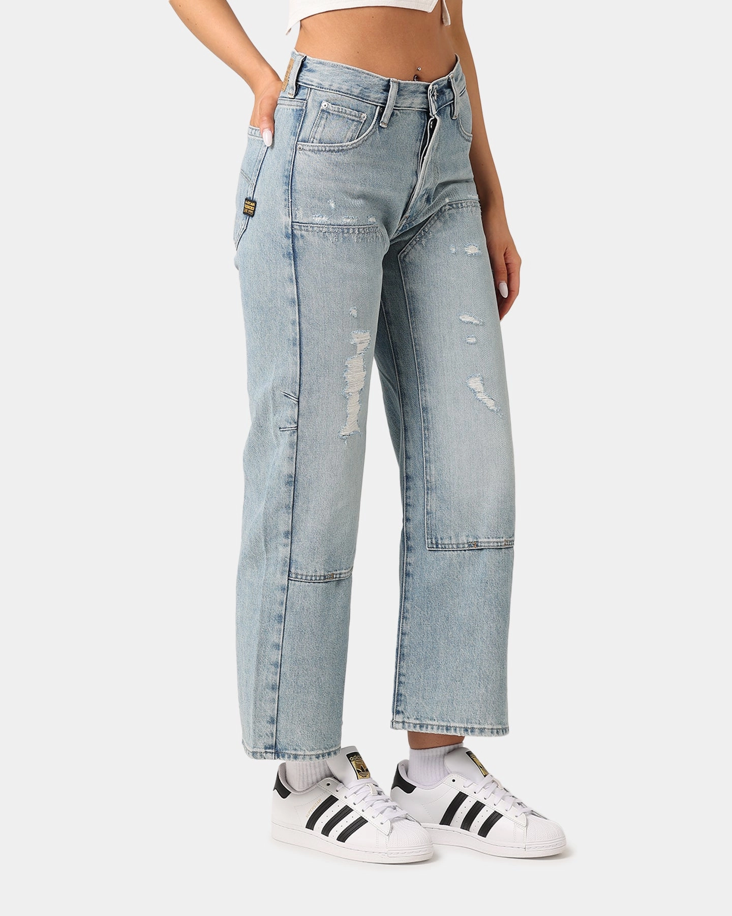 G-Star Women's Bowey 3D Carpenter Loose Jeans Sun Faded Fogbo