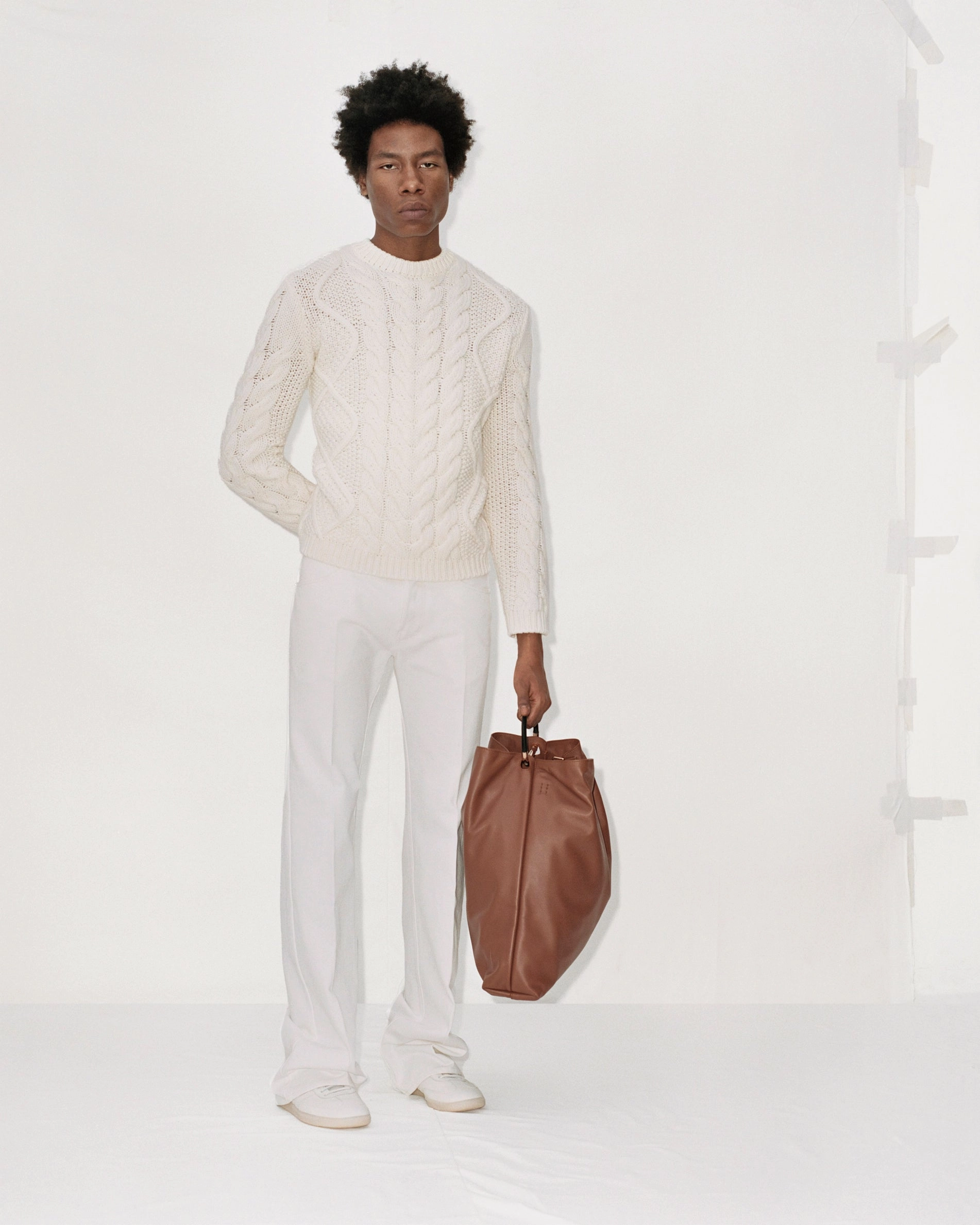 Geoffrey Knit Sweater in Ivory Cashmere