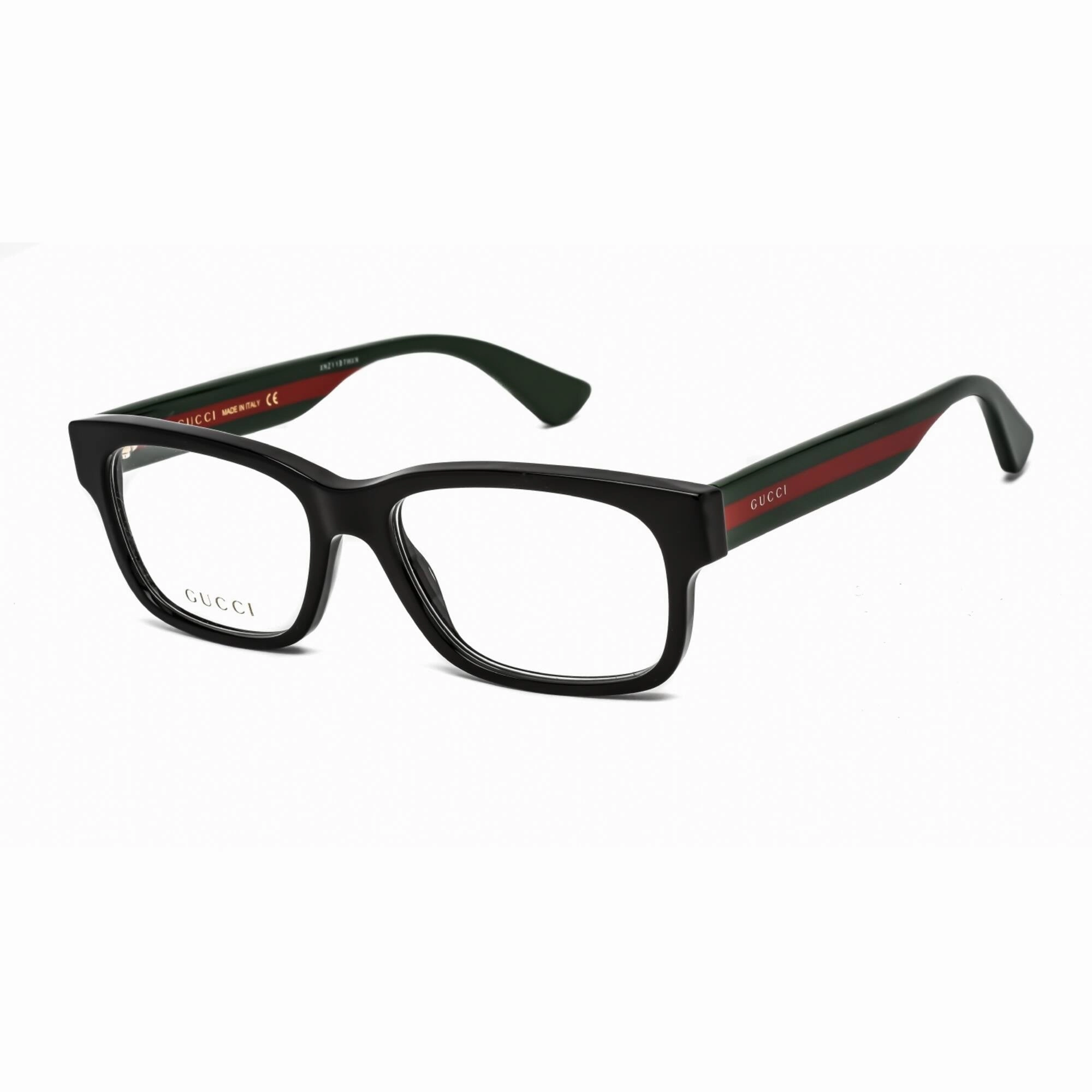 Gucci Men's Eyeglasses - Black Multicolor Full Rim Rectangular Frame | GG0343O 007